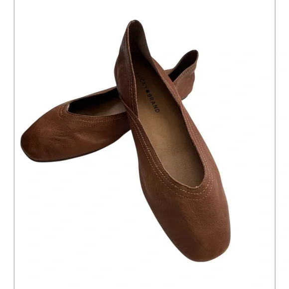 LUCKY BRAND Alba ballet flats brown leather Size 7.5 - Picture 2 of 6